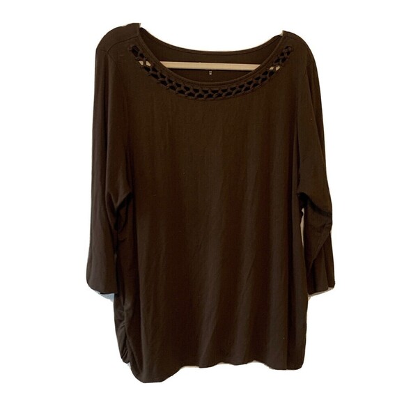 Coldwater Creek Womens Plus Size 1X 18 Brown Rayon Stretch Blouse Top - Picture 1 of 6